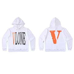 Vlone Classic Logo Graphic Hoodie - White/Orange