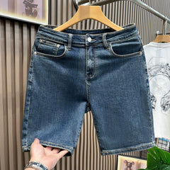 Blue retro five quarter denim shorts for men, high-end summer hot items, simple and versatile, casual and washed fashionable horse pants