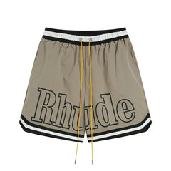 RHUDE Contrast Stripe Athletic Shorts - Khaki / Beige