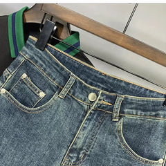 2026 summer slim five quarter jeans men's trendy versatile outerwear casual shorts American high street hooligan shorts