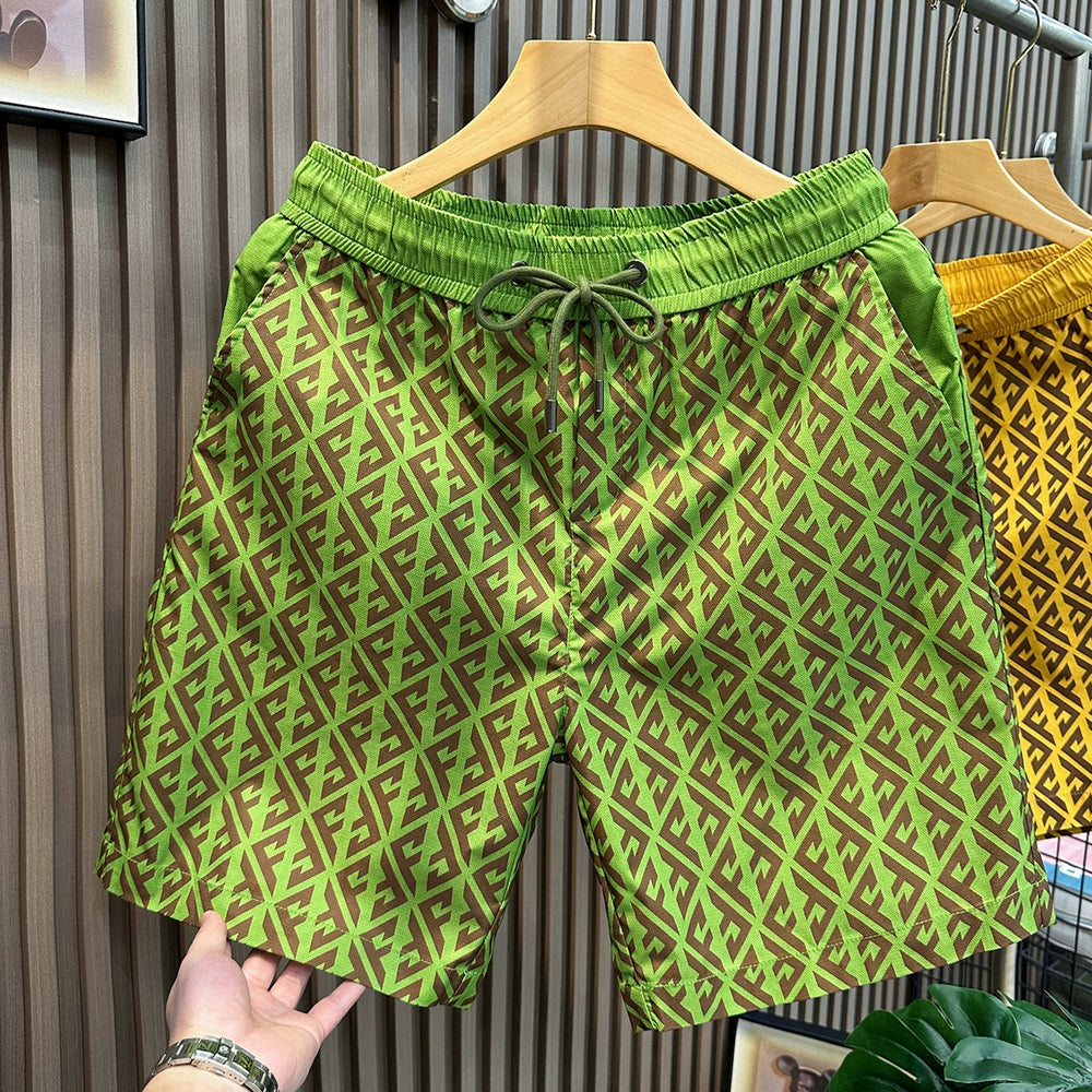 High quality trendy quick drying men's casual shorts 2026 new fashion printed thin beach pants men's five quarter pants