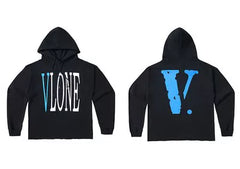 Vlone Classic Logo Graphic Hoodie - Black/Blue