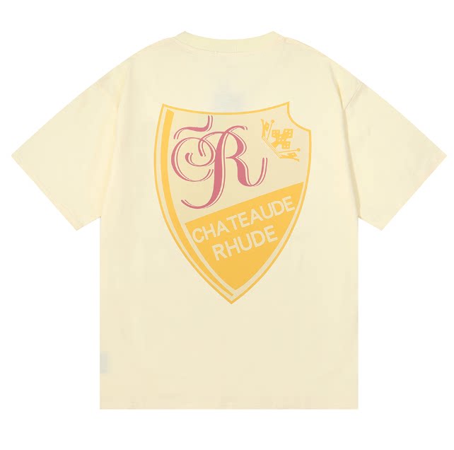RHUDE "Chateau de Rhude" Shield Graphic Back-Print T-Shirt - Cream