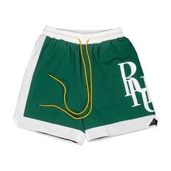 RHUDE Side-Panel Logo Drawstring Athletic Shorts - Green / White