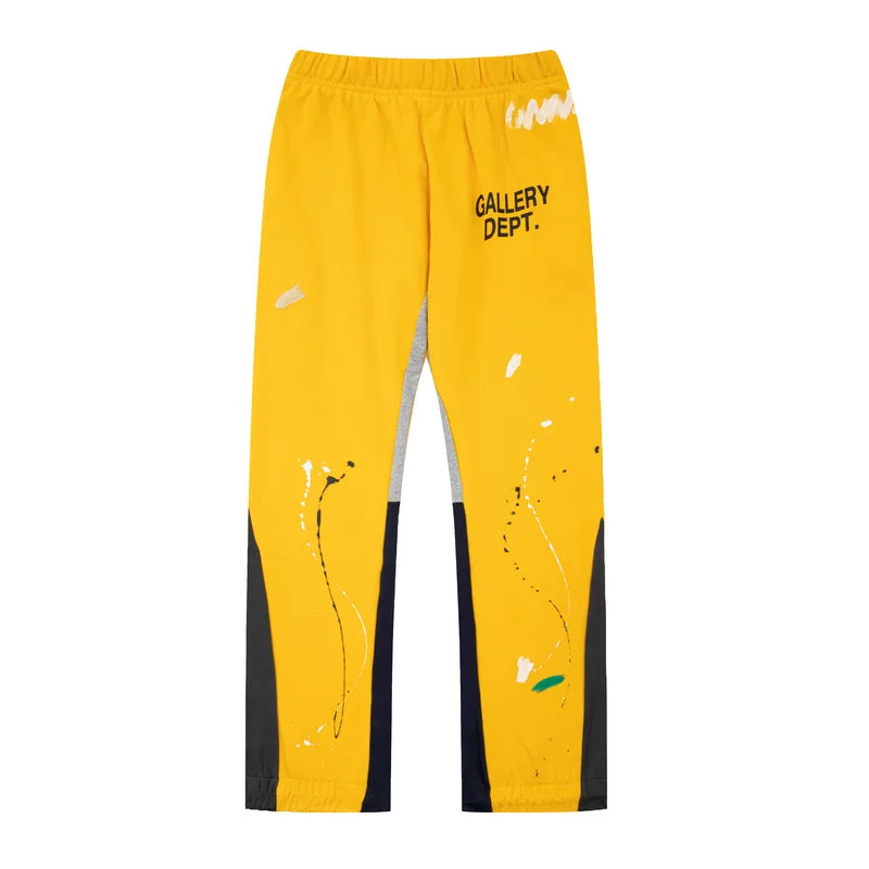 Gallery Dept. Paint Splatter Contrast Panel Sweatpants - Yellow