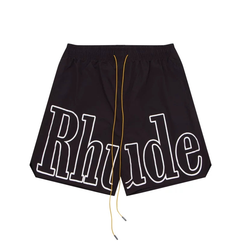 RHUDE Signature Script Logo Athletic Shorts - Black / White