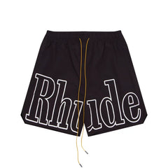 RHUDE Signature Script Logo Athletic Shorts - Black / White