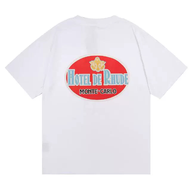 RHUDE "Hotel de Rhude Monte-Carlo" Graphic Back-Print T-Shirt - White