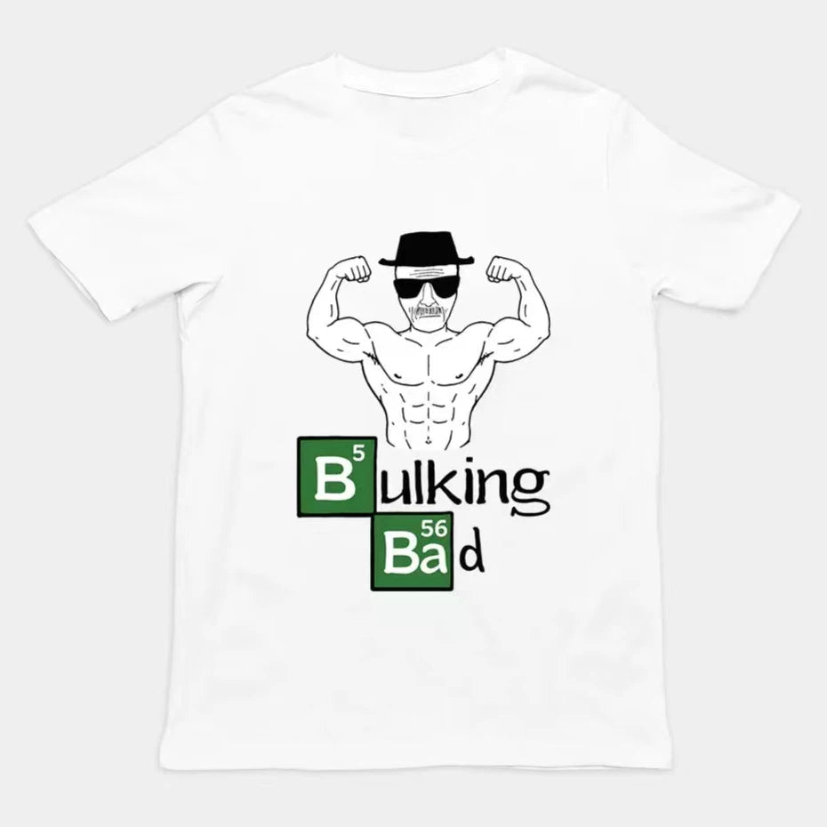Bulking Bad, Breaking Bad, Poison Master, Fitness, Muscle Building, Fun Printed T-shirt, American style parody sports, 2026 trend