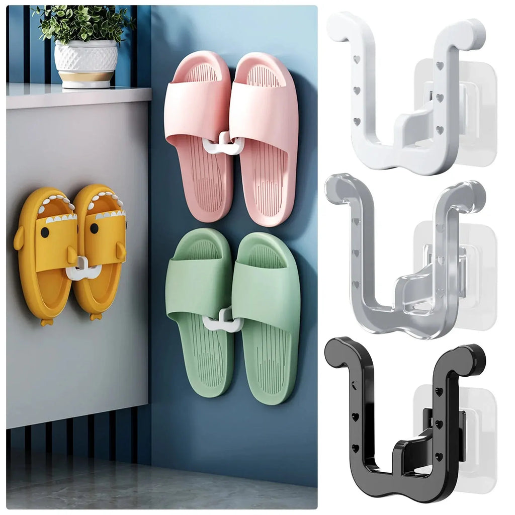 Slipper Rack, 3PCS Waterproof U-Shape Wall Mounted Shoe Rack, Self Adhesive Wall Hanging Shoe Rack, Space-Saving Shoe Hanger for
