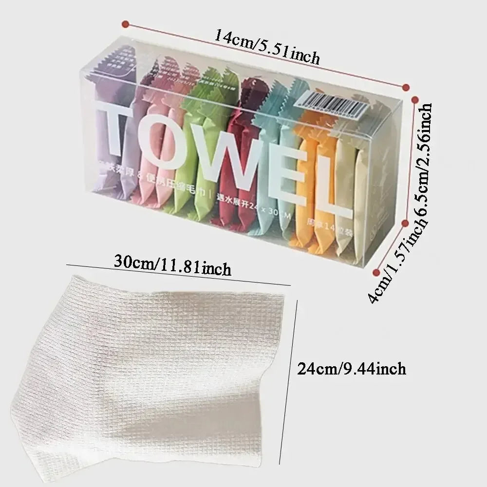 14pcs/box Disposable Washcloth Portable Travel Towel Thickened Compressed Face Towel Disposable Washcloth