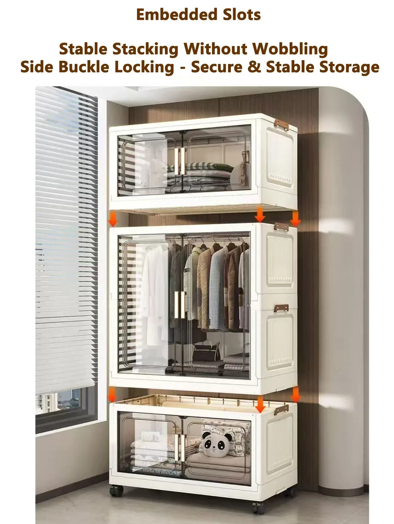 Folding Storage Cabinet Multi-Scene White/Black/Gray Home Office Kitchen Bathroom Multi-Functional Organizer with Doors
