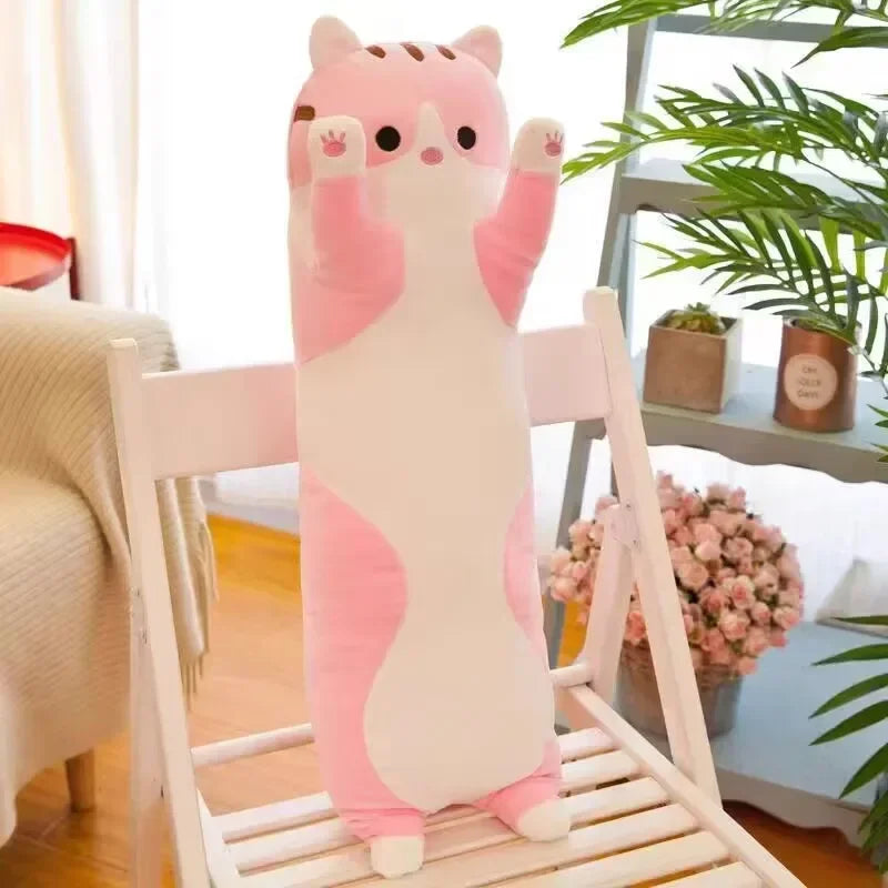 Cute Cat Plush Body Pillows Cartoon Long Strip Stuffed Throw Pillow Sofa Bedroom Back Cushion Home Decoration Exquisite Gifts