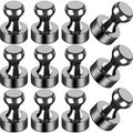 Black Neodymium Magnetic Push Pins - Strong Refrigerator & Whiteboard Magnets for Office, Kitchen & Map Use