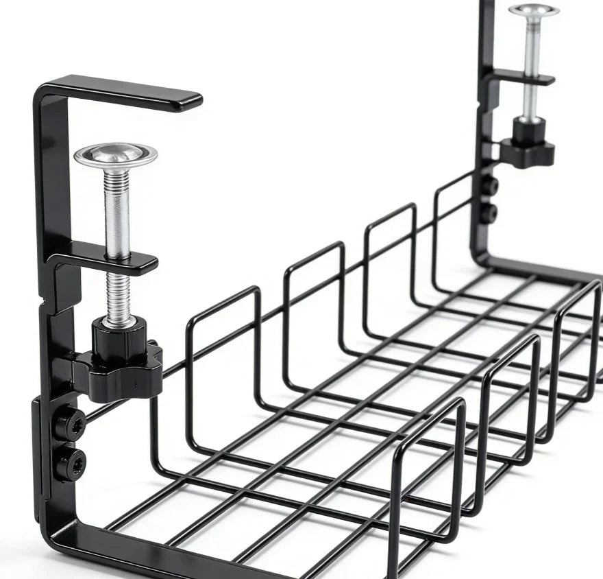 Metal under Table Storage Rack Cable Management Tray Wire Organizer for Home Office Desk No Punching Kitchen Storage Accessories