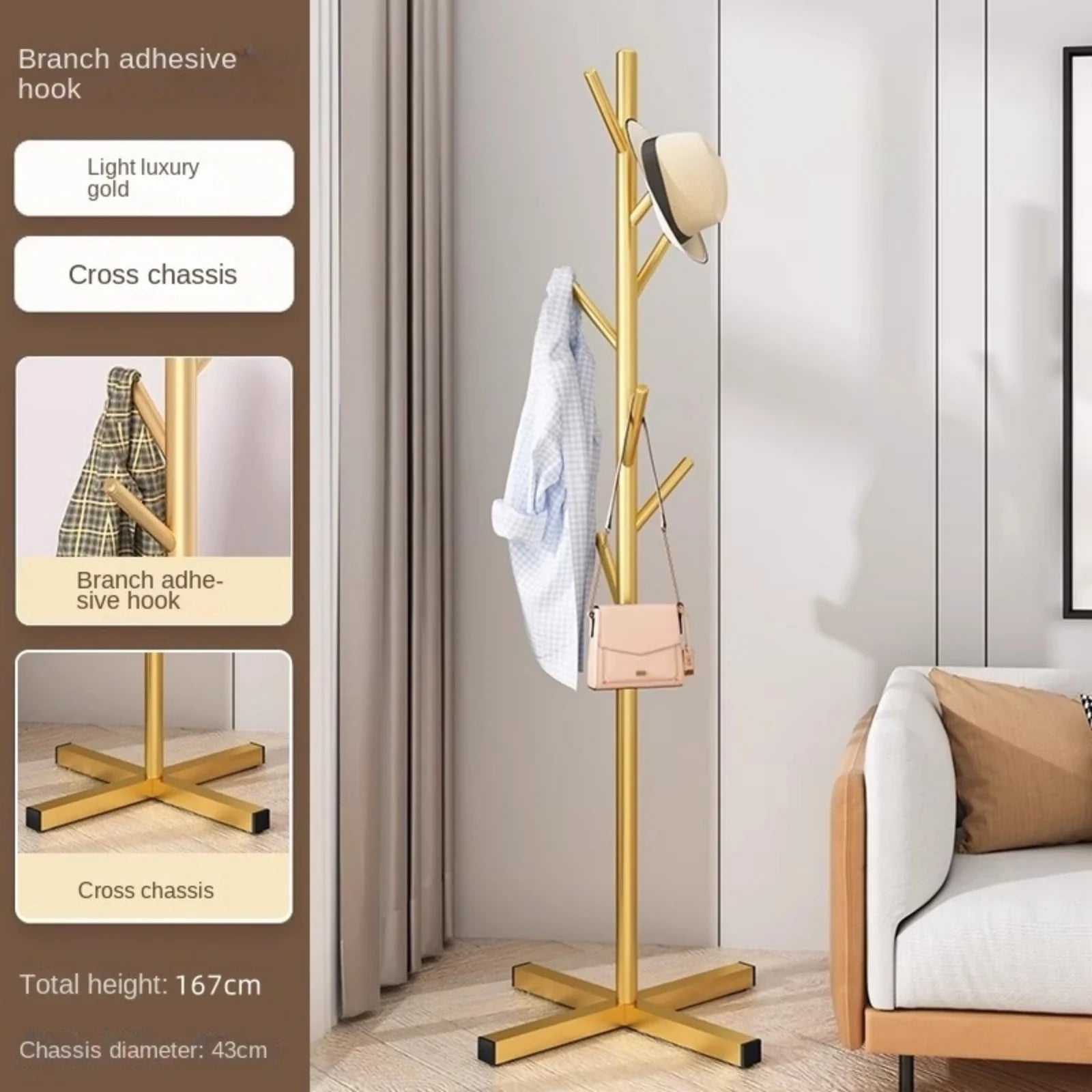 Marble Household Clothes Rack, Floor-Standing Bedroom Simple Clothes Rack, Trendy Coat Rack, Clothes Hanger, Storage Rack