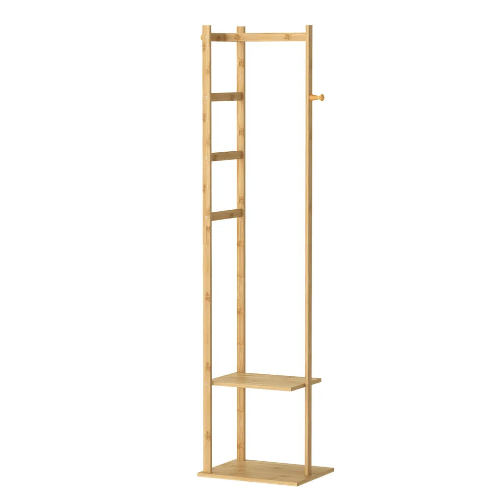Bamboo Clothing Rack Corner Coat Rack Stand Hall Trees for Hallway Entryway