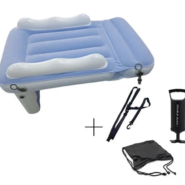 Infant Inflatable Mattress Kids Car Rear Car Mat Foldable Airplane Mattress Outdoor Travel Thickened Flocking Air Mattress