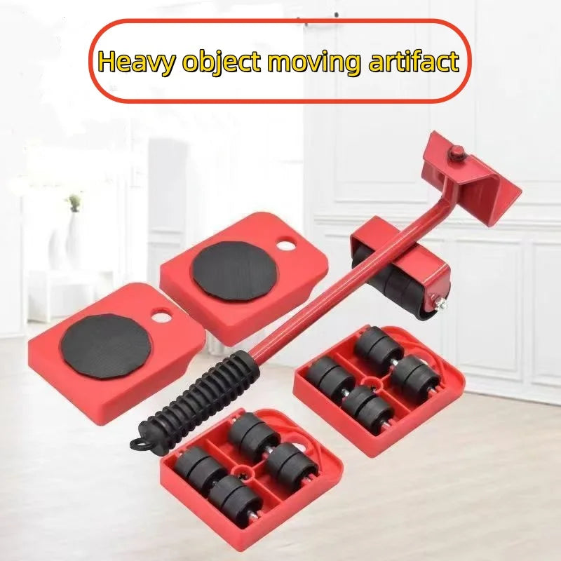 5PCS/set Furniture Mover Tool Set Heavy Stuffs Moving Roller With Bar Furniture Mover Lifter With Wheel Professional Moving Tool