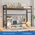 Bookcase With Grid Bookshelf Desktop Multi-layer Wrought Iron Shelf Student Computer Desk Table Hole Board Table Wooden Shelves