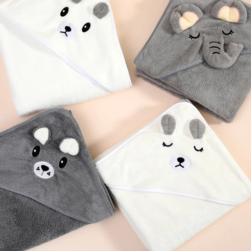 Toddler Baby Hooded Towels Super Soft Newborn Kids Bathrobe Warm Sleeping Swaddle Wrap for Boys Girls Coral Velvet Wrap Blanket