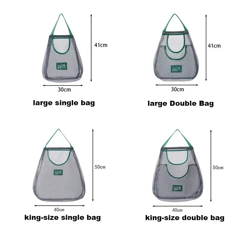 Reusable Mesh Storage Bags for Kitchen, Hanging Fruit Vegetable Organizer for Ginger Garlic Onion Potato