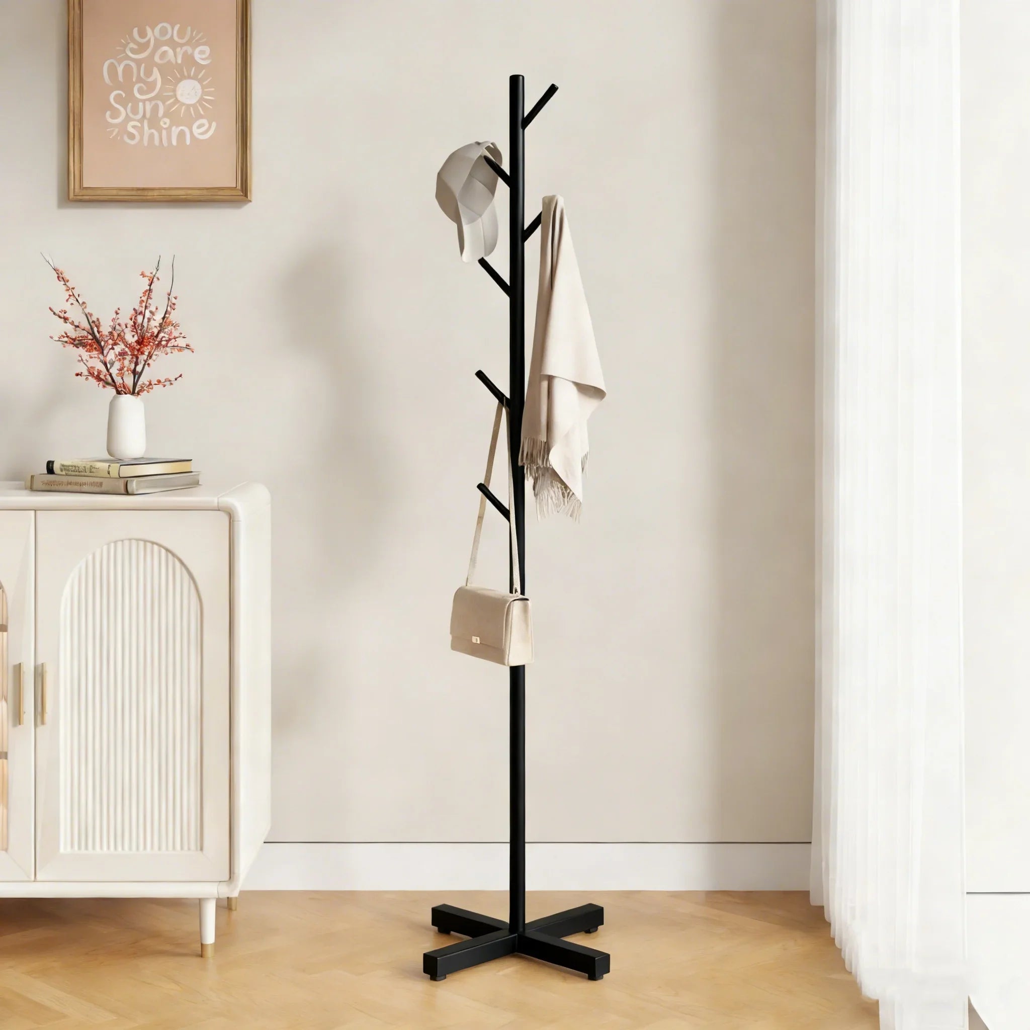 Floor Standing Clothes Rack Household Coat Hanger Simple Storage Organizer for Bedroom Living Room Clothing Display Stand