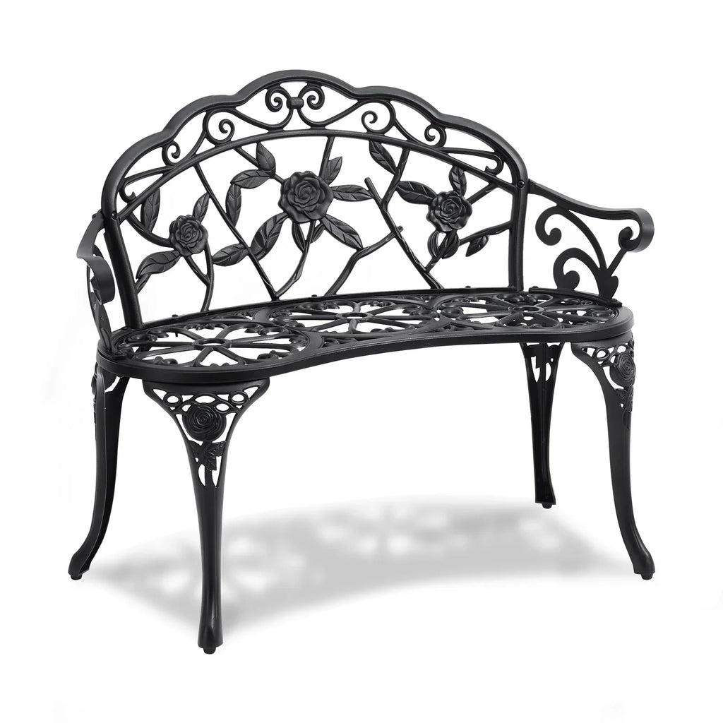 SucceBuy Outdoor Bench Wooden Metal Garden Bench for Outdoors 480 lbs Load Capacity Bench Outdoor Garden Park Bench