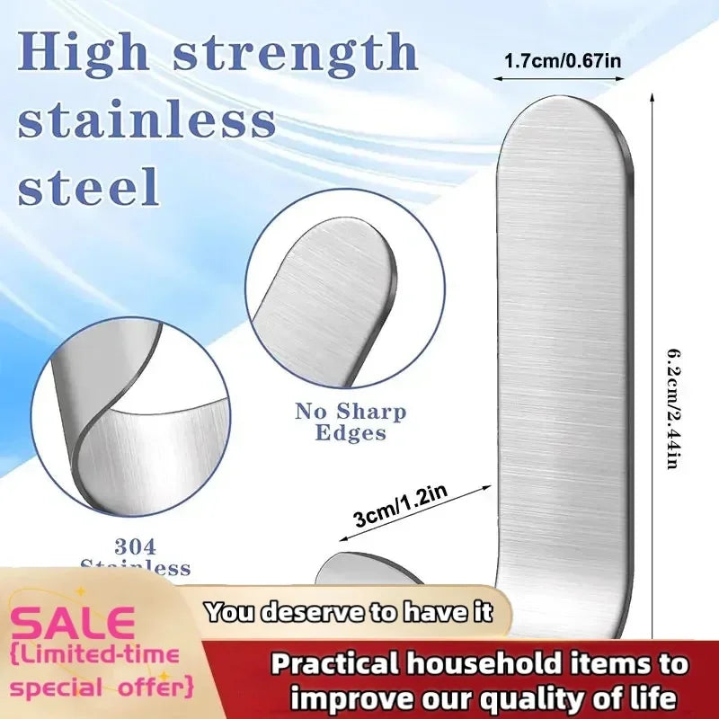 4Pcs Wall Hook Kitchen Adhesive Hooks Metal Stainless Steel Wall Hooks Utility J Hook Key Holder Self Adhesive for Shower