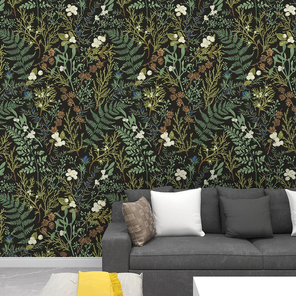 Tropical Rain Forest Peel and Stick Wallpaper White Floral Self Adhesive Removable Leaf Contact Paper For Bedroom Walls Cabinets