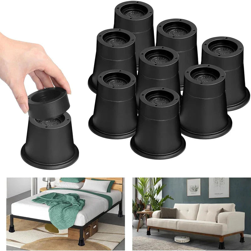 4Pcs Heavy Duty Furniture Riser Round Rubber Sofa Riser Supports Up to 6000 lbs for Sofa Table Bed Chair Bottom Leg Raiser