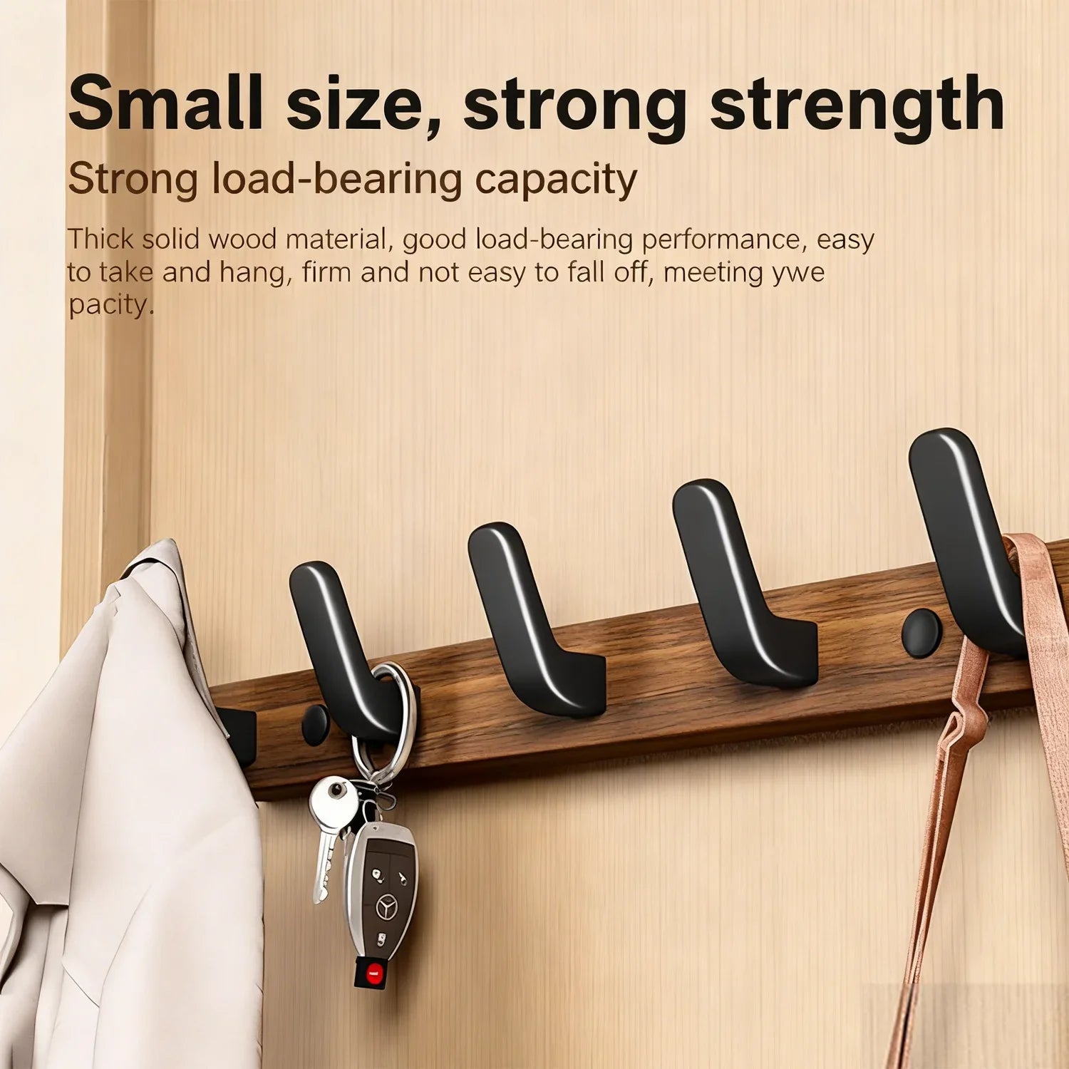 Coat Rack Wall Mount shelf Entryway Wall Hanger for Towels Wooden Coat Hooks Hook Storage Rack  for Bedroom Bathroom Kitchen