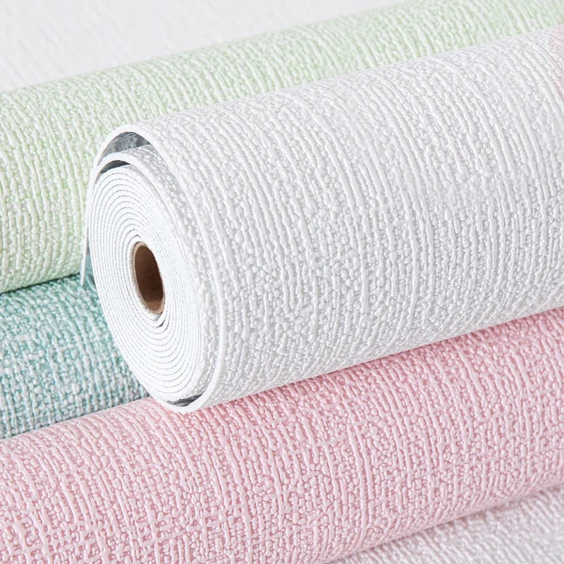 50cm Linen 3D Foam Self-adhesive PVC Solid Color Thickened Waterproof Background Wall Renovation Wallpaper Wall Stickers