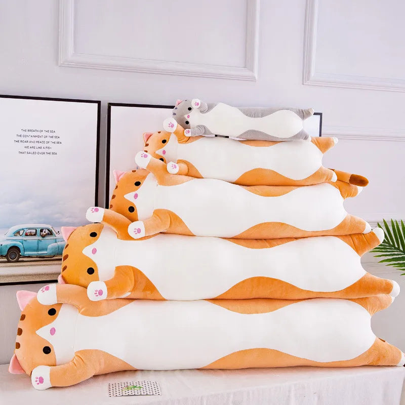 Cute Cat Plush Body Pillows Cartoon Long Strip Stuffed Throw Pillow Sofa Bedroom Back Cushion Home Decoration Exquisite Gifts