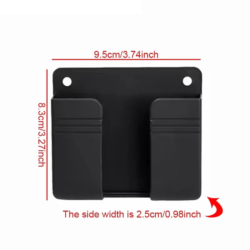 2PCS Wall Mounted Mobile Phone Charging Case Holder with Adhesive Remote Control Base Non Perforated Wall Storage Rack Base